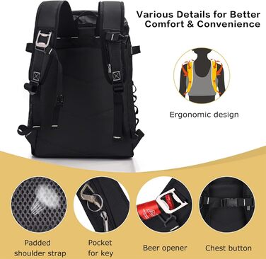 Рюкзак-холодильник Upeelife 30L з підкладкою для пікніка, чорний. Водонепроникний, для кемпінгу та пікніків