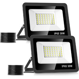 Світлодіодний прожектор для вулиці 10000 Лм, 144 LED, IP65, водостійкий, 6500K, 30 Вт – для саду, гаража, двору