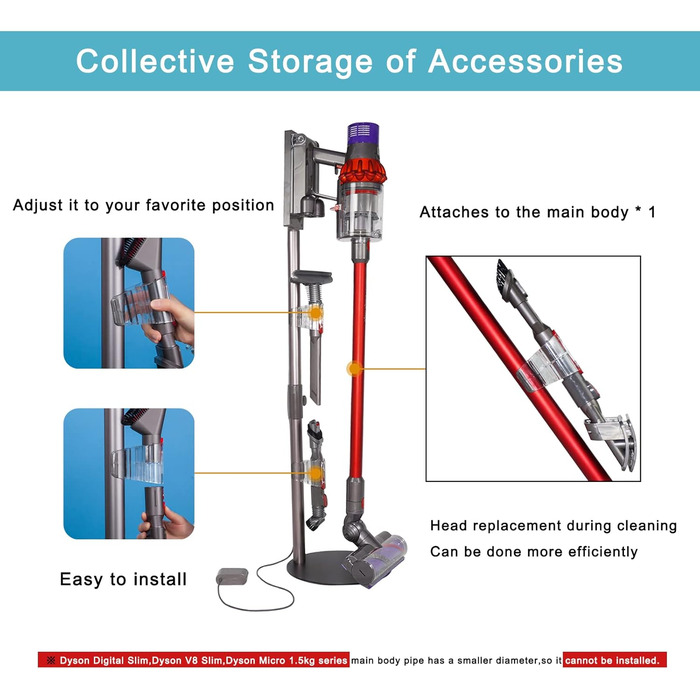 Підставка для пилососа Dyson V15 Detect V6 V7 V8 V10 V11: настінна/підлогова кріплення