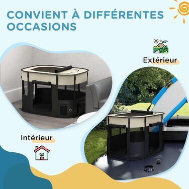 PawHut: Фрейлауф для собак з Оксфордської тканини, 94x74x60 см, кремово-білий та чорний