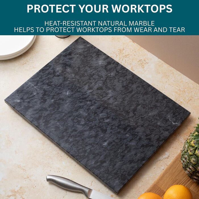 Обрізний дошка Homiu з мармуровим ефектом, 40 x 30 см, термостійка, антиковзна, чорна