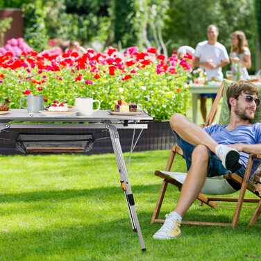 Складаний стіл Relaxdays: регульована висота, алюміній, чорний, для кемпінгу та дому