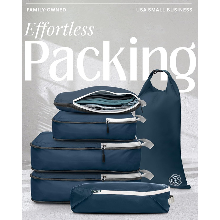 Набір кубиків для пакування TRIPPED: органайзери для подорожей, 6 шт. (білий, зелений, блакитний)