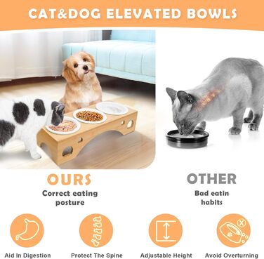 Набір мисок для котів та собак Cinnani: 3 шт. з бамбукової підставки та силіконового покриття