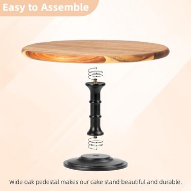 Дерев'яний етажерка/підставка для тортів та капкейків E-ROOM TREND | 1 ярус | з дубовим цоколем | для вечірок, дня народження, дитячого свята