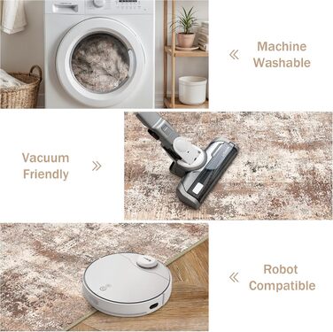 BEIMO Килим для вітальні, абстрактний дизайн, короткий ворс, 120x170 см, антиковзаючі, для спальні, ванної кімнати, їдальні, коридору, бежевий