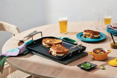 Гриль-плита Le Creuset 35x25 см з антипригарним покриттям, алюмінієва, для всіх типів плит, індукція, антрацит/срібло