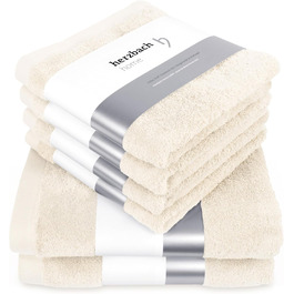 Herzbach Home Towel Set 100% Cotton - soft & absorbent - Cream