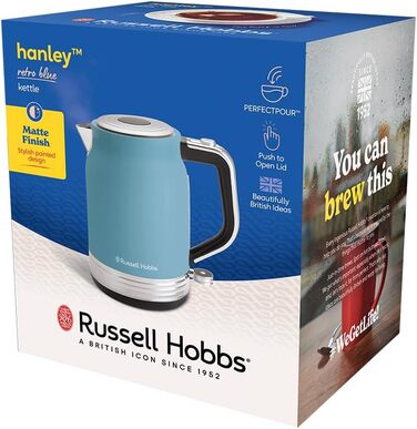 Електричний чайник Russell Hobbs Hanley Retro Jasmine, 1.7л, кремово-білий, 2400W, нержавіюча сталь, ретро-дизайн