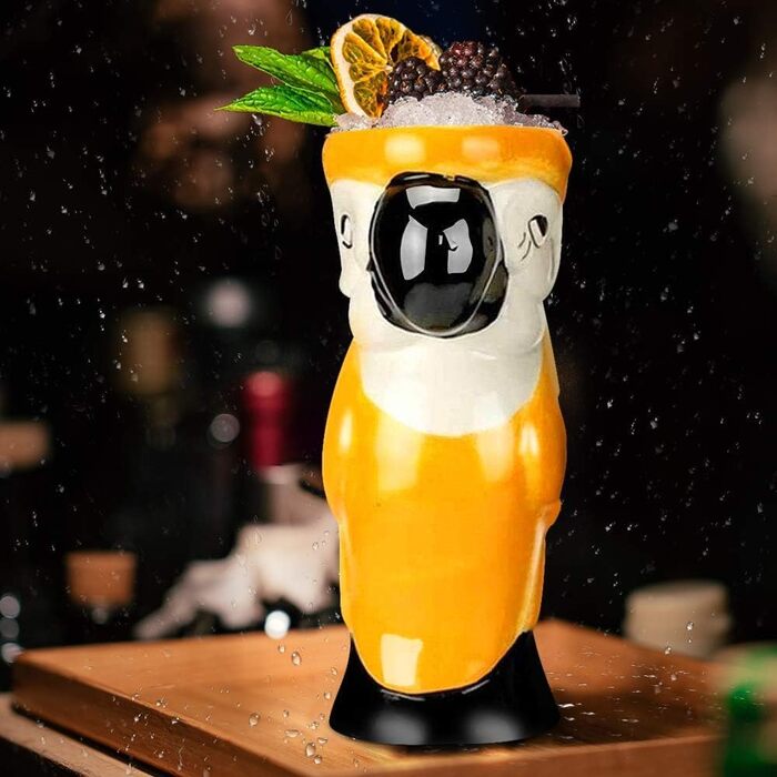 Tiki Tassen Cocktail Set with 4 Pieces – Large Ceramic Cups, Hawaiian Luau Party Cups, Drinkware, Cute Exotic Cocktail Glasses, Tiki Bar, Professional Hawaiian Party