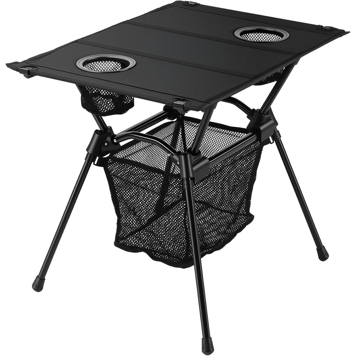 FUNYKICH Складаний туристичний стіл для кемпінгу 82 x 40 см, регулювання висоти (44/70 см), легка збірка, портативний стіл з сітчастою кишенею, алюмінієва розкладна стільниця для барбекю, кемпінгу, вечірки, саду (тканинна стільниця - 59 x 43 x 51 см)