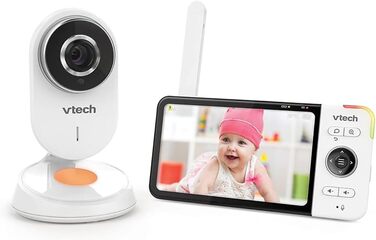 Vtech VM901-1W WiFi камера, дитячий відеомонітор з 5-дюймовим HD-дисплеєм, поворотна камера 1080P, мобільний додаток, широкий кут огляду 120°, сумісність з iOS та Android
