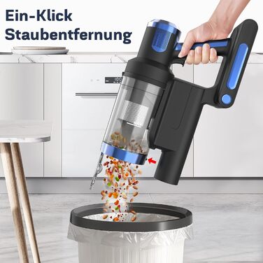 Бездротовий пилосос Nigecue 550W з акумулятором, 45000Pa, 60 хвилин роботи, Smart-дисплеєм, антизаплутувальною щіткою та контейнером 1.5L. Ідеально підходить для твердих підлог, килимів та видалення шерсті тварин.