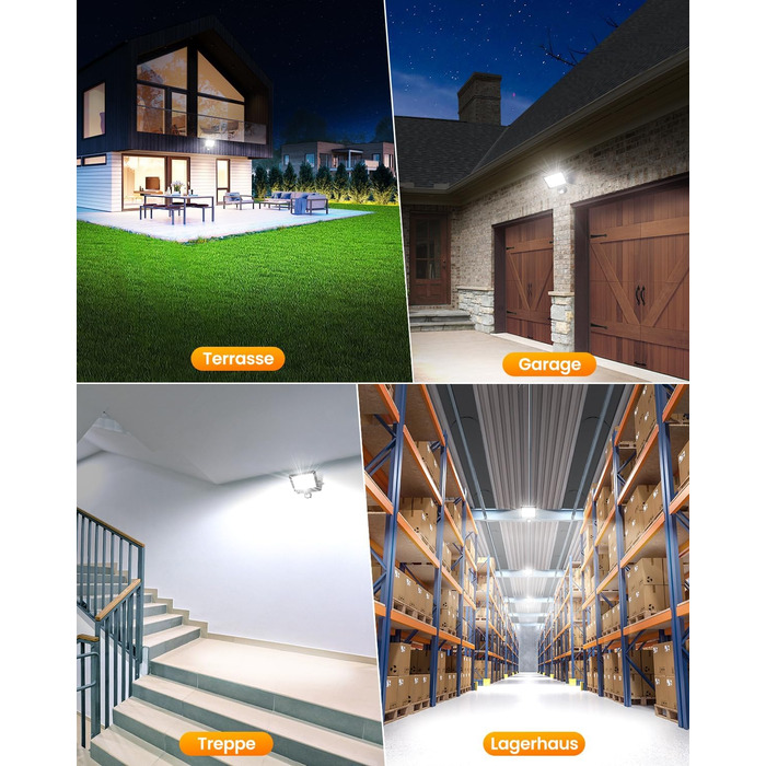 MEIKEE 60W LED Floodlight with Motion Sensor, 5900LM, 6500K Cool White, 3 Modes, 10 Brightness Levels, LED Floodlight with Sensor, IP66 Waterproof, Spotlight for Garden, Garage, Sports Field