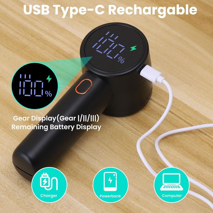 Електричний видалення ворсу Kssvzz: бездротовий зрізувач ворсу для одягу, 3 швидкості, LED-дисплей, USB-зарядка, 2 змінні леза