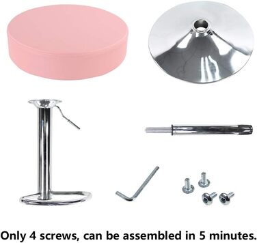 KKTONER Adjustable Height Swivel Bar Stool - SPA, Office & Beauty - PU Leather (Pink)