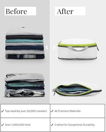 Набір кубиків для пакування TRIPPED Travel Gear: 6 шт. для подорожей, білий та зелений