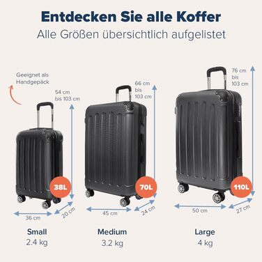 Чемодан ручної поклажі TRVLMORE 54x36x20 см - валіза на колесах, чорний