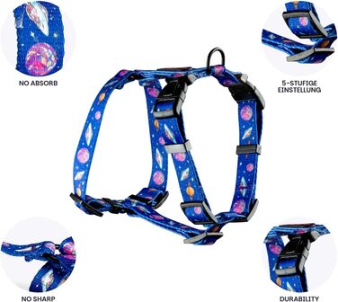 Шлейка для собак середніх порід | Не вбирає вологу | Регульована | З контролем | Легка класична шлейка для собак | Dog Harness - M (Cosmic Bloom, S - виміряйте собаку)