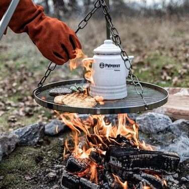Підвісна решітка Petromax з ланцюгом — міцна чавунна гриль-решітка для кемпінгу, триноги та вогнища