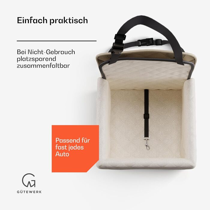 Автокрісло для собак Gütewerk: міцне, для середніх та маленьких собак, з безпечною шлейкою