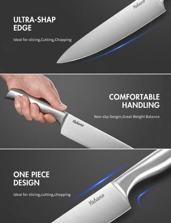 Yabano 16-Piece Professional Stainless Steel Knife Set with Wooden Block - Chef's Knife Set