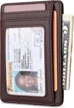 Чоловічий та жіночий гаманець Buffway з RFID-захистом, з кишенею на блискавці, з натуральної шкіри, чорний (S, Coffee)