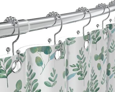 Регульована вигнута штанга для душу 107-182 см з 12 кільцями для душу - для ванної, гардеробу, кухні. Легка установка, хром.