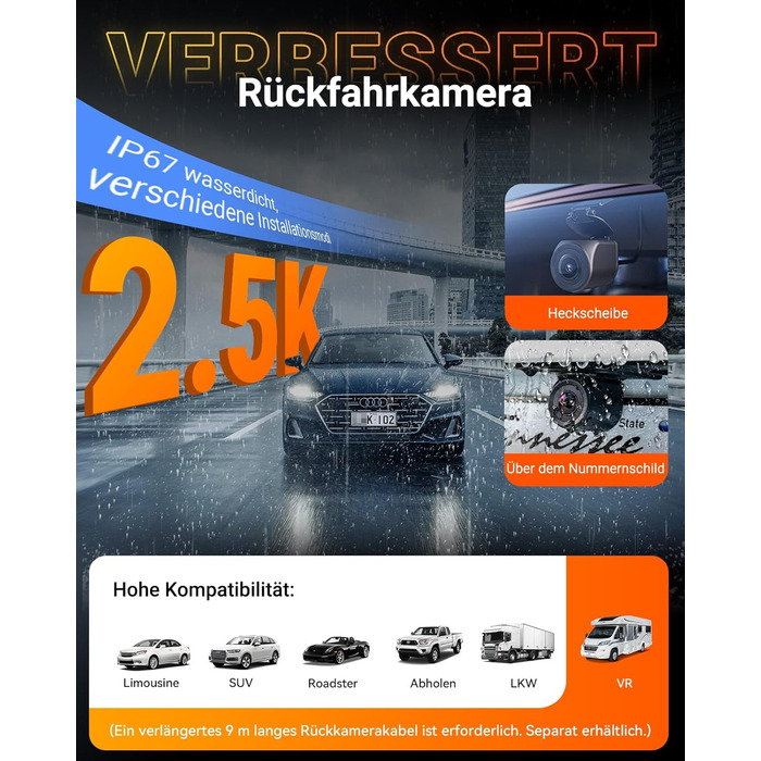 Автомобільний відеореєстратор VANTRUE N4S 3-канальний (2.7K+2.5K+1440P), STARVIS 2 HDR, нічна зйомка, 5GHz Wi-Fi, GPS, 24г паркування, G-сенсор, підтримка 1ТБ, для авто