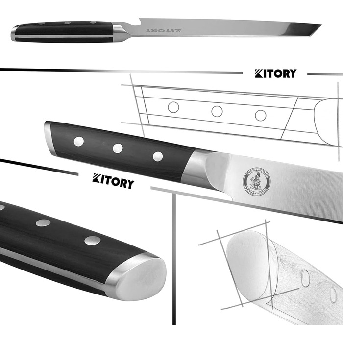 Кухонний ніж-топірець Kitory Hackmesser 18 см, з високоякісної нержавіючої сталі, з ручкою Pakkawood (Mtd08de)