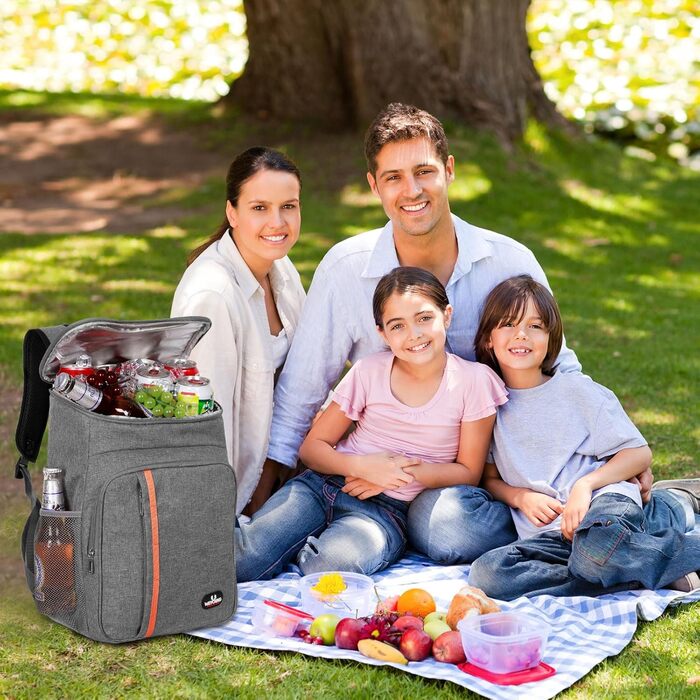 Рюкзак-холодильник HEQUN 23L: Ізольований рюкзак для пікніків, пляжу, подорожей та роботи. Сірий колір.
