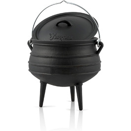 Чавунний казан BBQ-Toro Potjie №1, 3 л з ніжками для відкритого вогню, південноафриканський Dutch Oven, жаростійкий казан для м'яса з кришкою