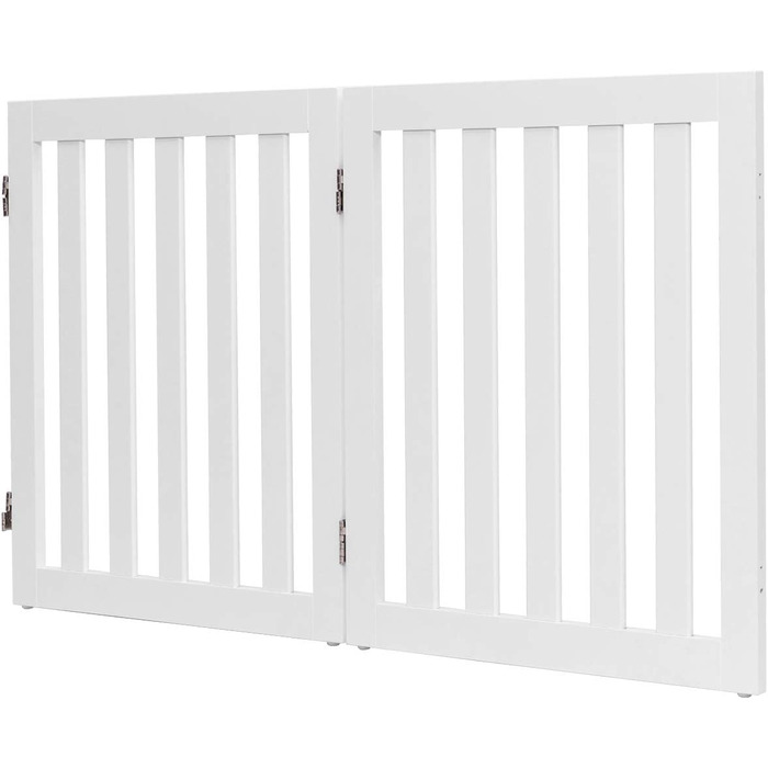 Захисний бар'єр для собак COSTWAY 60см, дерев'яне огорожа, дитяче ворота, розкладні, для сходи, білий (2 панелі)
