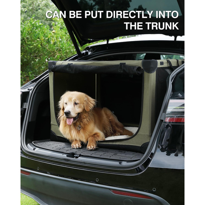 Складана переносна собача будка для середніх та великих собак, 106.7 см, з 4 дверцятами, зелена, з сумкою для зберігання (106*78*78 см)