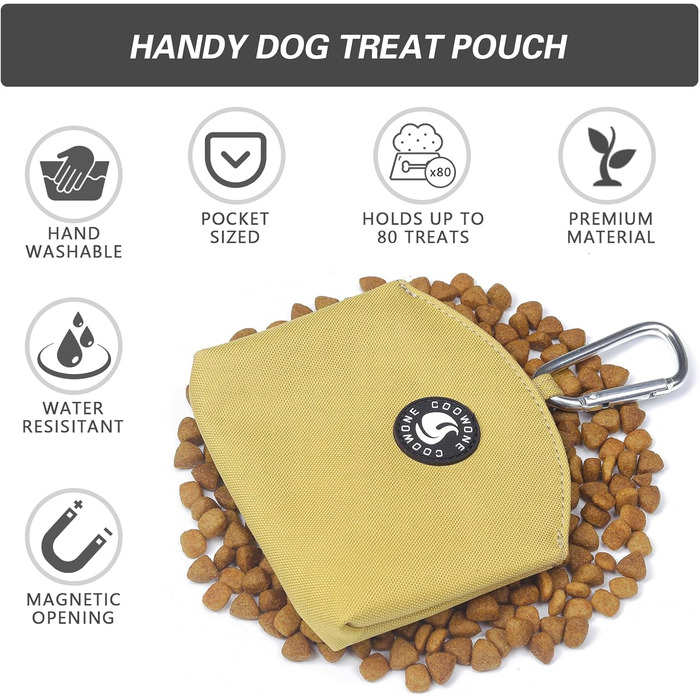 Сумка для ласощів для собак COOWONE, з магнітною застібкою, 900D Oxford, для тренувань та прогулянок (хакі)