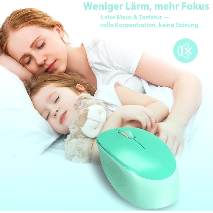 Бездротовий комплект клавіатури та миші Leadsail K786 з цифровою клавіатурою QWERTZ (німецька версія) - тиха клавіатура, 2.4 GHz, USB Nano приймач для ПК/ноутбука (зелений)