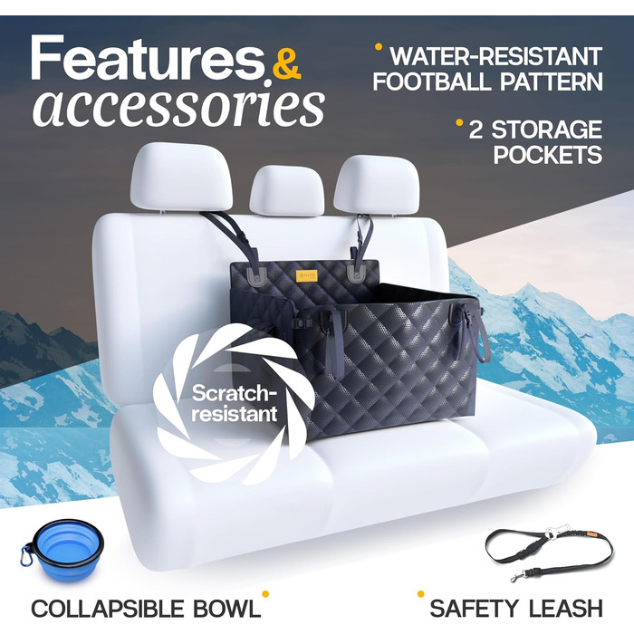 Автомобільний лежак для собак середніх порід - водовідштовхуючий, 58x58x36 см