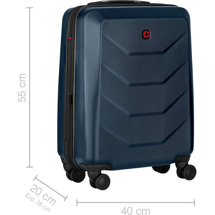 WENGER Pryo Hard Shell Suitcase with 4 Wheels, Trolley, Medium, 59 (67) L, Security Lock, for Men, Travel Vacation, 612537 (Blue, Carry-On)