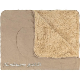 Персоналізована ковдра для собак та котів з вишивкою імені, м'яка двостороння ковдра з штучного хутра (пісок)