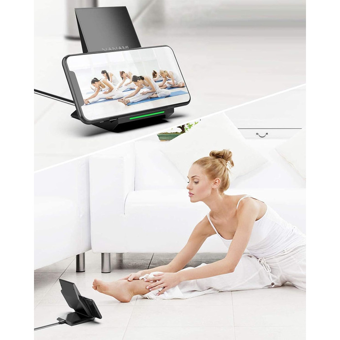 Бездротовий зарядний пристрій NANAMI Qi з адаптером USB-C 20W PD, сумісний з iPhone 17/16/15/14/13/12 Pro Max XR 8 та Samsung Galaxy S25/S24/S23/S22, чорний