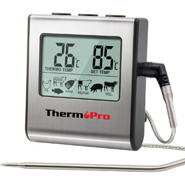 Термометр для м'яса ThermoPro TP16: цифровий, з таймером, для приготування на грилі, мангалі, духовій шафі