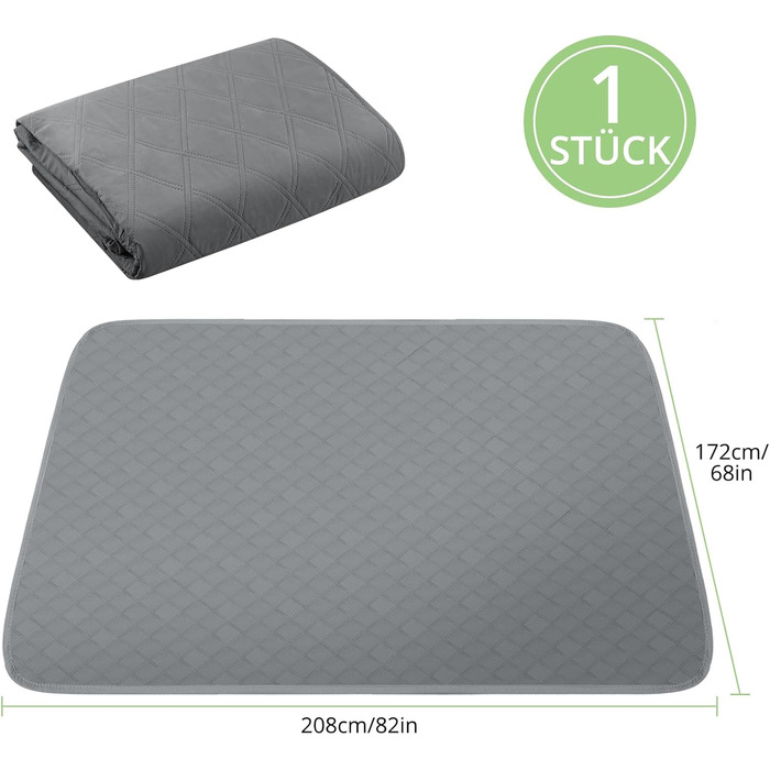 Водонепроникний килимок для собак TAIKURA, неслизький килимок для тварин, міцний килимок для котів, багаторазовий. Захист для дивану, ліжка, автокрісла. Можна прати в пральній машині (Темно-сірий, 76 x 190 см)