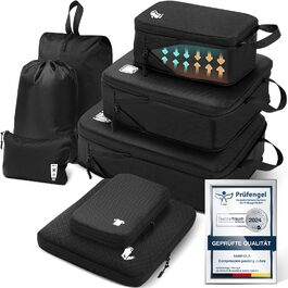 Набір кубиків-органайзерів для валізи (8 шт.) - кубики для подорожей, компресійні мішки, водонепроникні, чорні