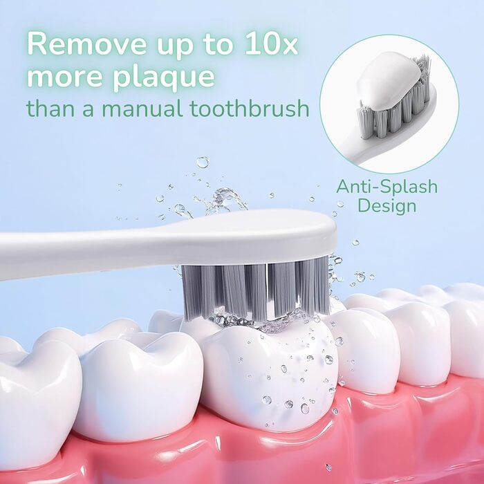 Електрична зубна щітка BarberBoss для дорослих QR-7537 (М'ята) – осцилююча, звукова технологія, 6 насадок, таймер, кейс