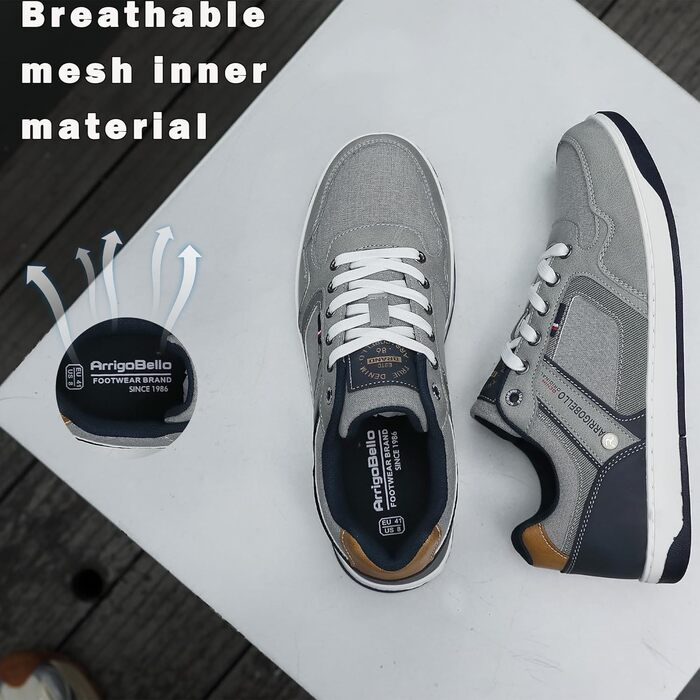 ARRIGO BELLO Кросівки для чоловіків: стильні та зручні для прогулянок та спорту. Матеріал: штучна шкіра PU. Розміри 41-46. Сірий колір (Grau004).