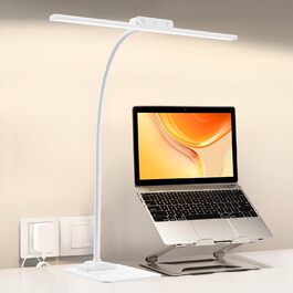 LED Desk Lamp with Adjustable Brightness - 1200 Lumens, Dual Head, Clamp-On for Home Office, Eye Protection, Gooseneck Design, 5 Color Temperature Settings, Metal Base