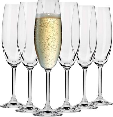 Krosno Champagne Flutes | Set of 6 | 200 ML | Venezia Collection | Perfect for Home, Restaurants, and Parties | Dishwasher Safe