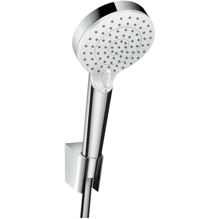 hansgrohe Crometta Shower Set with showerhead, shower hose (1.25 m) and showerhead holder, White/Chrome, 26691400 (Set with 1.60m shower hose, 2 spray patterns)