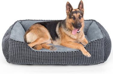 JOEJOY Dog Bed, Medium-Sized Dogs, Washable Dog Basket, Fluffy, Non-Slip Plush Dog Bed, 63x53x20cm, Dog Beds for Small and Medium-Sized Dogs and Cats (L 106 x W 80 x H 23 cm, Grey)