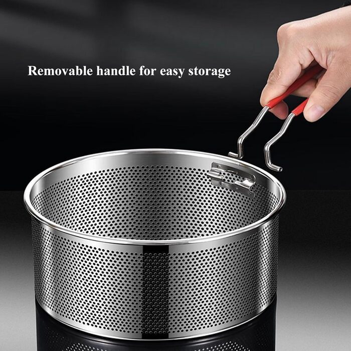 Ситечко для пасти, нержавіюча сталь, 20 см - сито для макаронів, глибокий кошик для смаження, друшляг для кухні